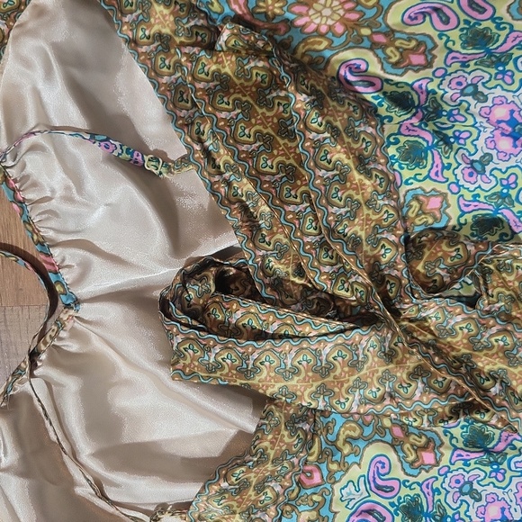 NICOLE by NICOLE MILLER 100% Silk Floral Paisley Criss-Cross Maxi Dress - Picture 8 of 16